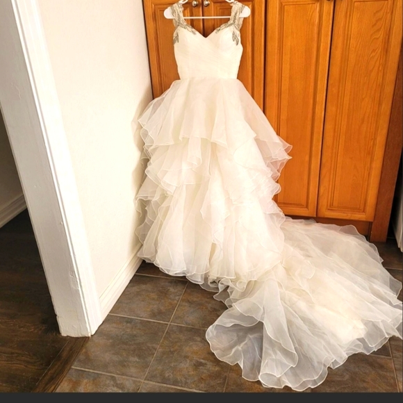 Moonlight beaded aline tulle with ruffles bridal wedding dress - Picture 2 of 8